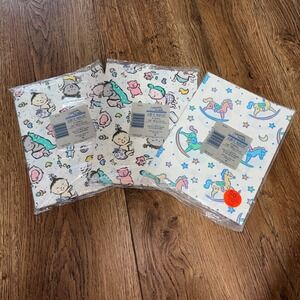 Vintage Gibson Greetings Baby Shower Gift Wrap Lot‎ 3 Packs Rocking Horse Party